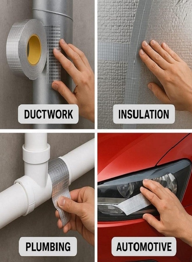 ZUCLLSPA Long-lasting Hold [ 4 Inch ] Adhesive Tape For Wall | Water Leakage Tape | Moisture Resistance Roofing Sheet For House | Window Screen Repair Tape | Prevents Air Leaks In Ducts, Pipe Wrapping - Image 4